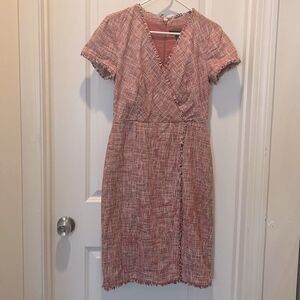 Banana Republic Pink Cross stitch dress size 4 short sleeved zip up back